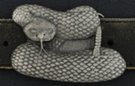 pewter belt buckle, 3-D coiled rattlesnake