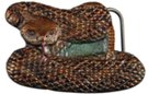 enameled belt buckle, 3-D coiled copperhead pit viper
