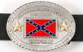rebel flag oval belt buckle with gold stars and states of confederacy engraved on border