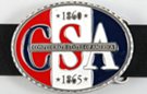 enamel and pewter "Confederate States of America" oval belt buckle in red, white and midnight blue