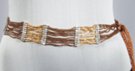 1-3/4" wide copper bead sash, 24" of 10 string segments of colored beads, 6-1/2" braided ties, 12" tassles