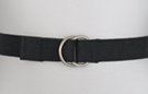mens medium solid black D-ring cotton canvas belt