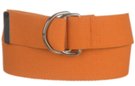 burnt orange cotton canvas belt with nickel polish D-rings