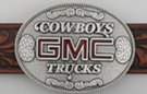 cowboys and GMC trucks red logo western belt buckle