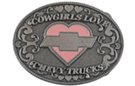 cowgirls love chevy trucks heart and bowtie western belt buckle