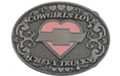cowgirls love chevy trucks heart and bowtie western belt buckle