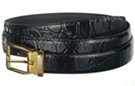 black croc embossed dress belt with gold or nickel buckle