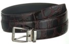 burgundy croc embossed dress belt with nickel or gold buckle