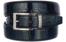 hunter green embossed dress belt with pin buckle