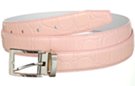 pink embossed dress belt with nickel or gold buckle