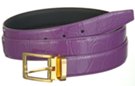 purple croc embossed dress belt with gold or nickel buckle
