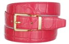 hot pink embossed dress belt with gold or nickel buckle