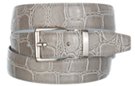 light gray embossed dress belt with nickel or gold buckle