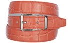 salmon embossed dress belt with nickel or gold buckle