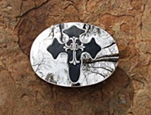  Western Plain Oval Hammered Vintage Belt Buckle, Antic