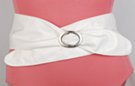white tapered tip wide vinyl cinch belt with shiny oval buckle