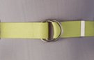 1-1/2" wide burnished D-ring web belt, lime green with nickel polish D-rings and tab