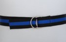 black and indigo blue stripe D-ring canvas belt