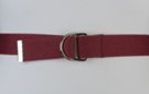 narrow maroon D-ring canvas belt