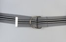 gray, black, white D-ring canvas belt