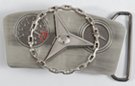 brushed nickel dashboard buckle with spinning chain link steering wheel