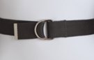 charcoal gray web belt with nickel polish D-rings and tab