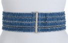rouched blue denim high waist stretch belt