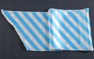 satin belt scarf, baby blue and white in alternating "candy cane" diagonal bars