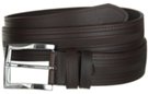 brown diamond embossed genuine leather casual dress belt with nickel polish buckle