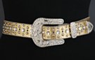 gold rhinestone and stud fashion leather belt