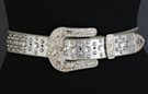 white rhinestone and stud fashion leather belt