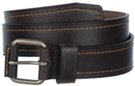 dark brown distressed genuine leather casual belt with nickel buckle