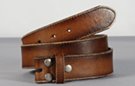 brown distressed leather strap with snap closure