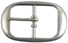 oval distressed nickel center bar belt buckle