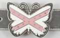 butterfly-shape white and pink rebel flag pewter enameled belt buckle