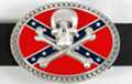 Jolly Roger on rebel flag oval belt buckle