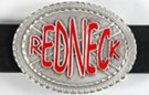 red letter "Redneck" on pewter rebel flag belt buckle