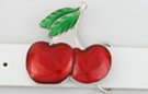 belt buckle with double bright red cherries