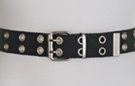premium black double grommet canvas belt with nickel polish roller buckle