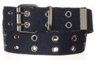 premium navy blue double grommet canvas belt with nickel polish roller buckle
