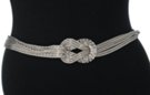 silver reef knot multi-string double texture chain belt