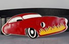 hot rod buckle with flame grill and wheel skirts