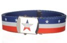 star buckle on red white blue bunting web belt