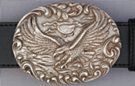 oval pewter belt buckle, eagle catching fish
