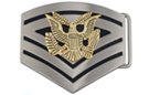 military style belt buckle with eagle and chevrons
