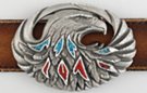 beetle brow eagle head western belt buckle with inlay
