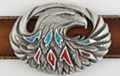 beetle brow eagle head western belt buckle with inlay