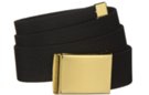 elastic black military belt with brass buckle