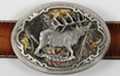 Mossy Oak stag elk belt buckle with forest background