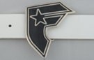 black and black enameled famous star and strap belt buckle